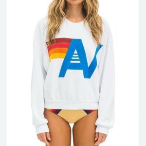 Aviator Nation Logo Stitch Relaxed Crewneck Sweatshirt